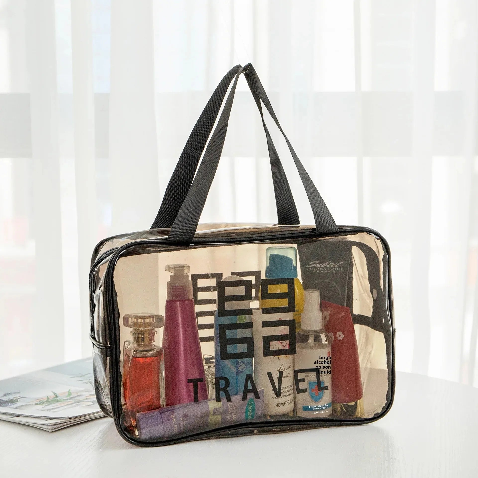 Large Capacity Thickened PVC Cosmetic Bag Transparent Waterproof Handheld Makeup Bag Multi-Functional Storage Pouch with Zipper