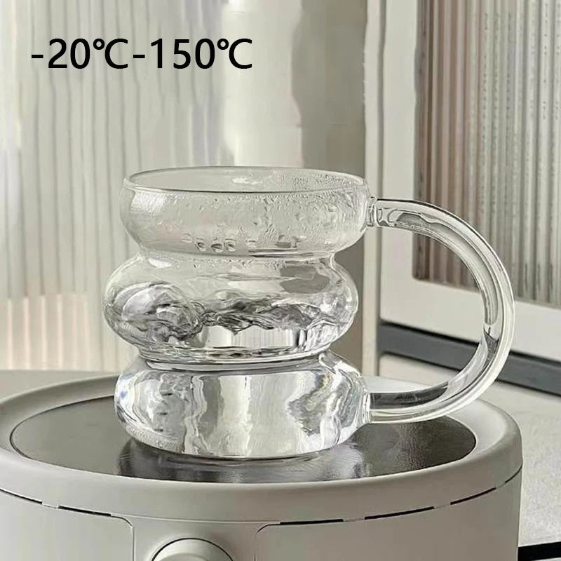 350/400ml Clear Heat Resistant Glass Coffee Mug Glass Latte Cup Milk Water Cocktail Glass Cup Dropshipping Small Niche Design