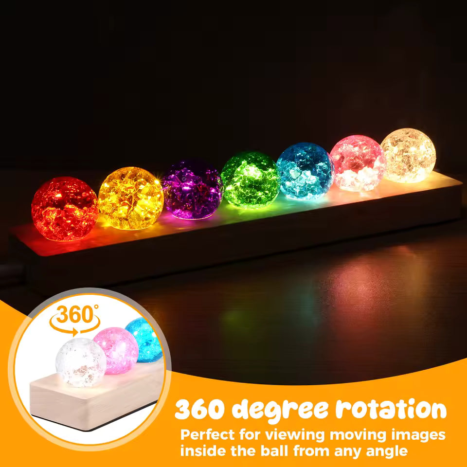 Ball Night Light Decor 360° Rotation Glass Ball Night Light Decor Soft Lighting 7 Color Lamp Ornament Safety for Home Office