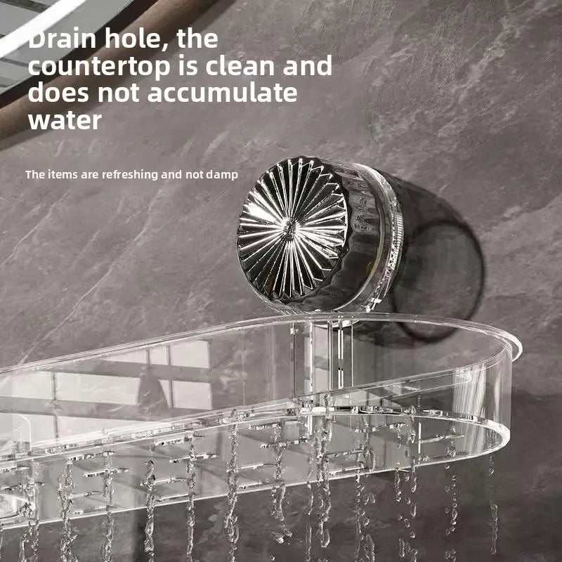 Bathroom Faucet Mount Storage Rack Wall Hanging Washstand Organizer Plastic No Drilling Required Drain Design Kitchen