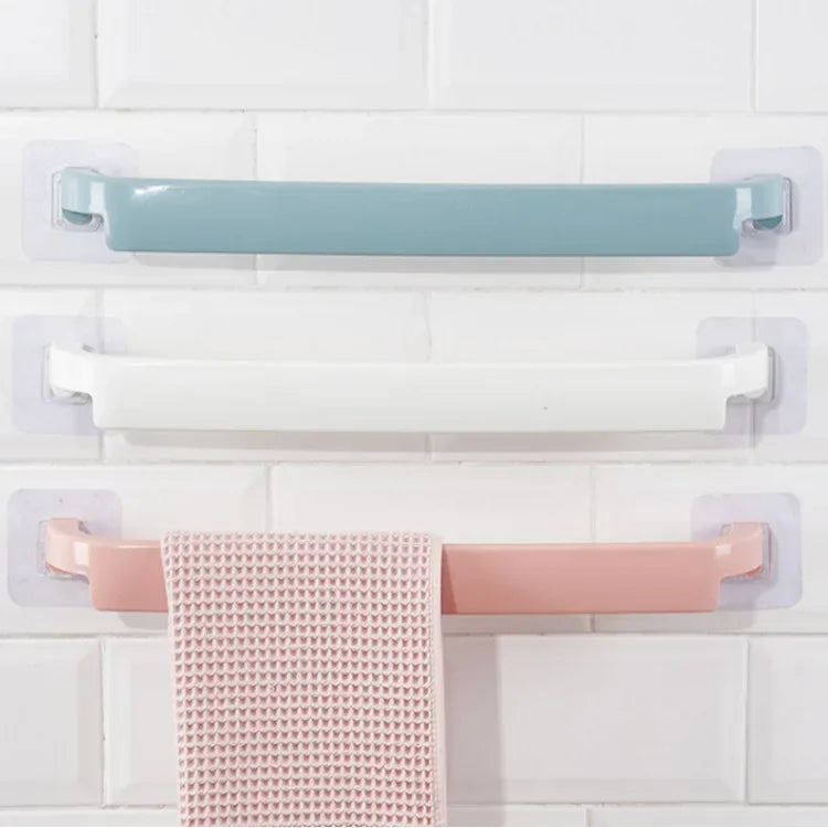 Bathroom Towel Rack Wall Mounted Single Rod Toilet Bathing Area Towel Holder No Drilling Required Bathroom Storage Solution