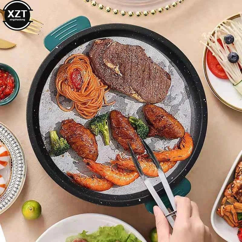 220V Multifunction Electric Frying Pan Skillet Non-Sticky Grill Fry Baking Roast Pan Cooker Barbecue Cooking Tool Kitchen Supply