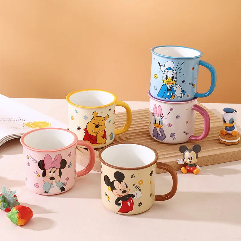 Cartoon Disney Mickey Minnie Kids Cup Lid Milk Mug Donald Duck Home Drinking Mouth Brushing Cup Children's WaterCup Kids Gifts