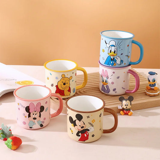 Cartoon Disney Mickey Minnie Kids Cup Lid Milk Mug Donald Duck Home Drinking Mouth Brushing Cup Children's WaterCup Kids Gifts