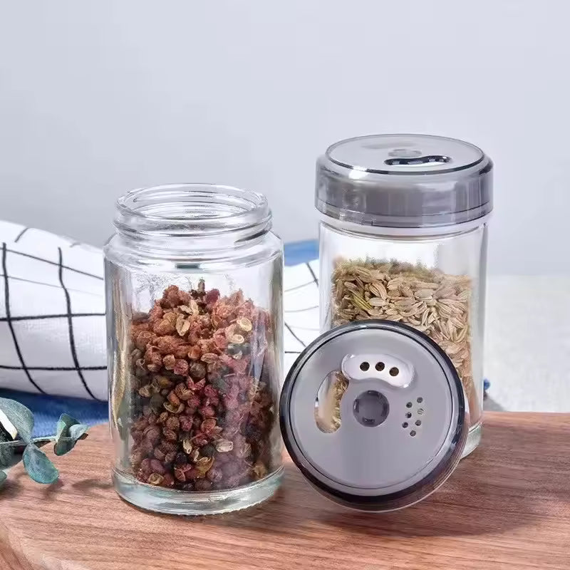 Kitchen Rotating Spice Rack Glass Seasoning Storage Set with Lid Various Sauce Bottles Home Goods Storage Shelf