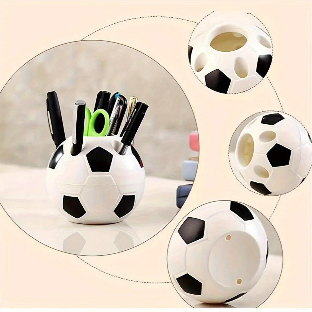 PP Material Multifunctional Cartoon Soccer Ball Pencil Holder for Office, School and More - Durable and Versatile Desk Organizer
