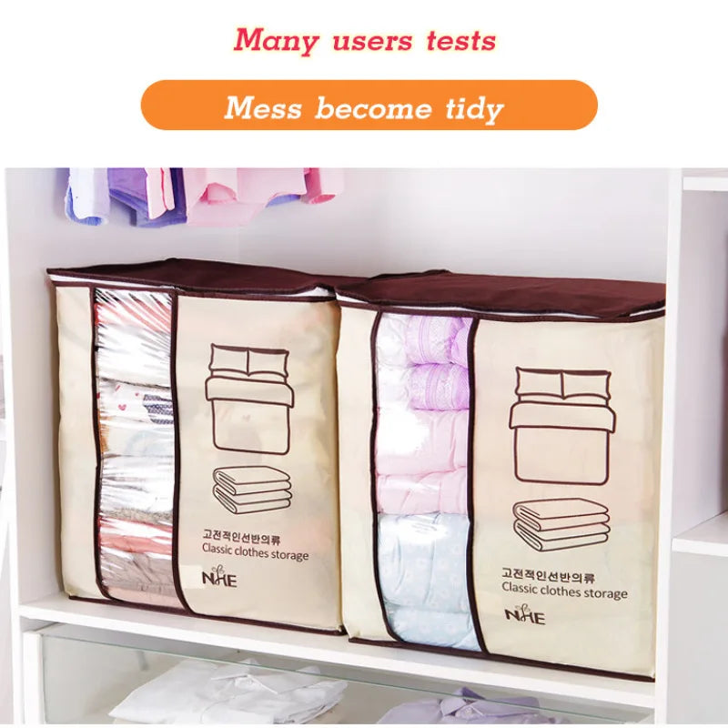 Creative thickened non-woven vertical version of the double ear handheld quilt clothing organization multi-purpose storage bag