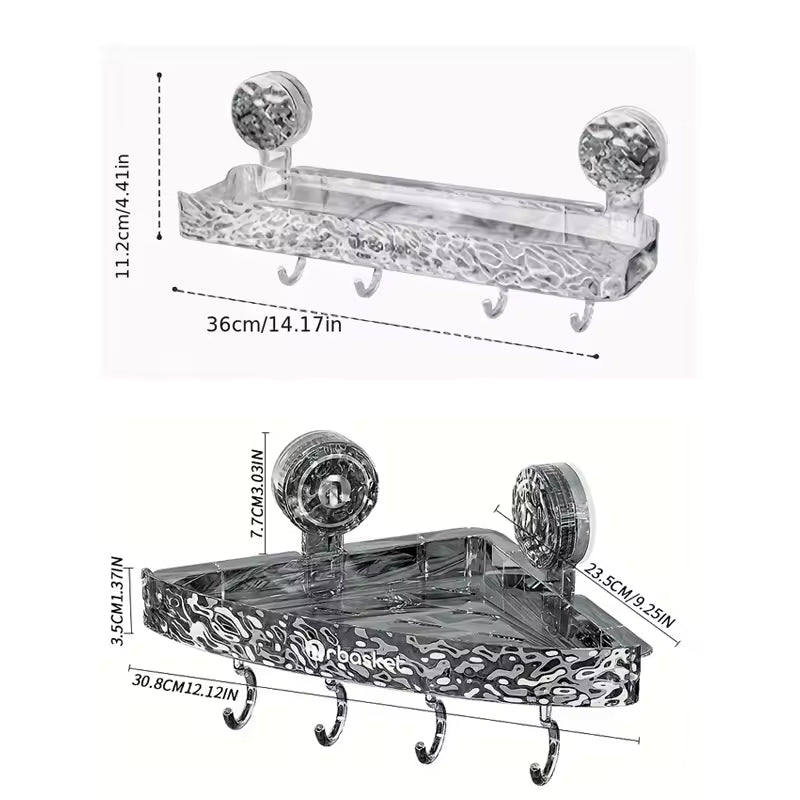 Light Luxury Glacier Pattern Shower Suction Cup Shelf Suction Cup Storage Rack Punch Free Sorting Box Organizer Bathroom Tool