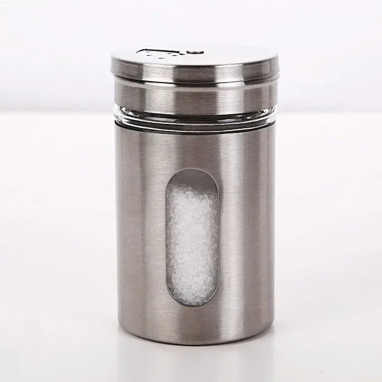 Stainless Steel Spice Shaker Seasoning Cans Rotate Camping Barbecue Jars Spice Storage Box Salt Sugar Pepper Storage Bottle