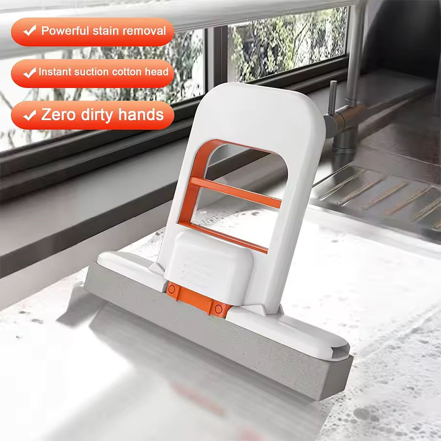 Handheld Folding Mini Mop, Hands-Free Desktop Lazy Sponge Mop, Glass Mirror Wiping, Household Kitchen Absorbent Small Mop