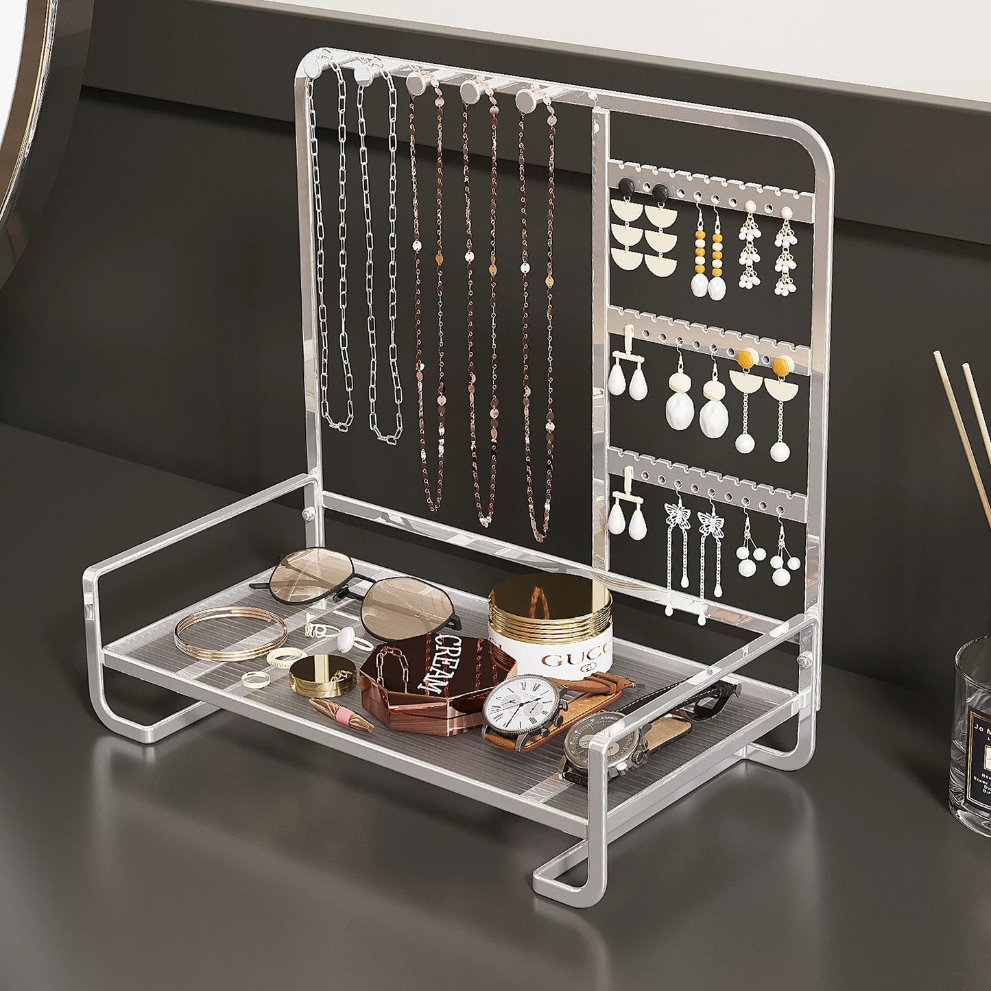 Jewelry Display Stand Jewelry Storage Rack Necklace Bracelet Rack Wrought Iron Ring Tray Earring Earring Hanger Organizer Rack