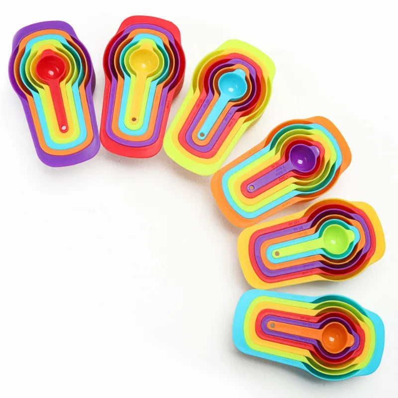 6-piece Set of Graduated Rainbow Measuring Spoons Plastic Measuring SSpoons Kitchen Baking Utensils Plastic Measuring Spoon