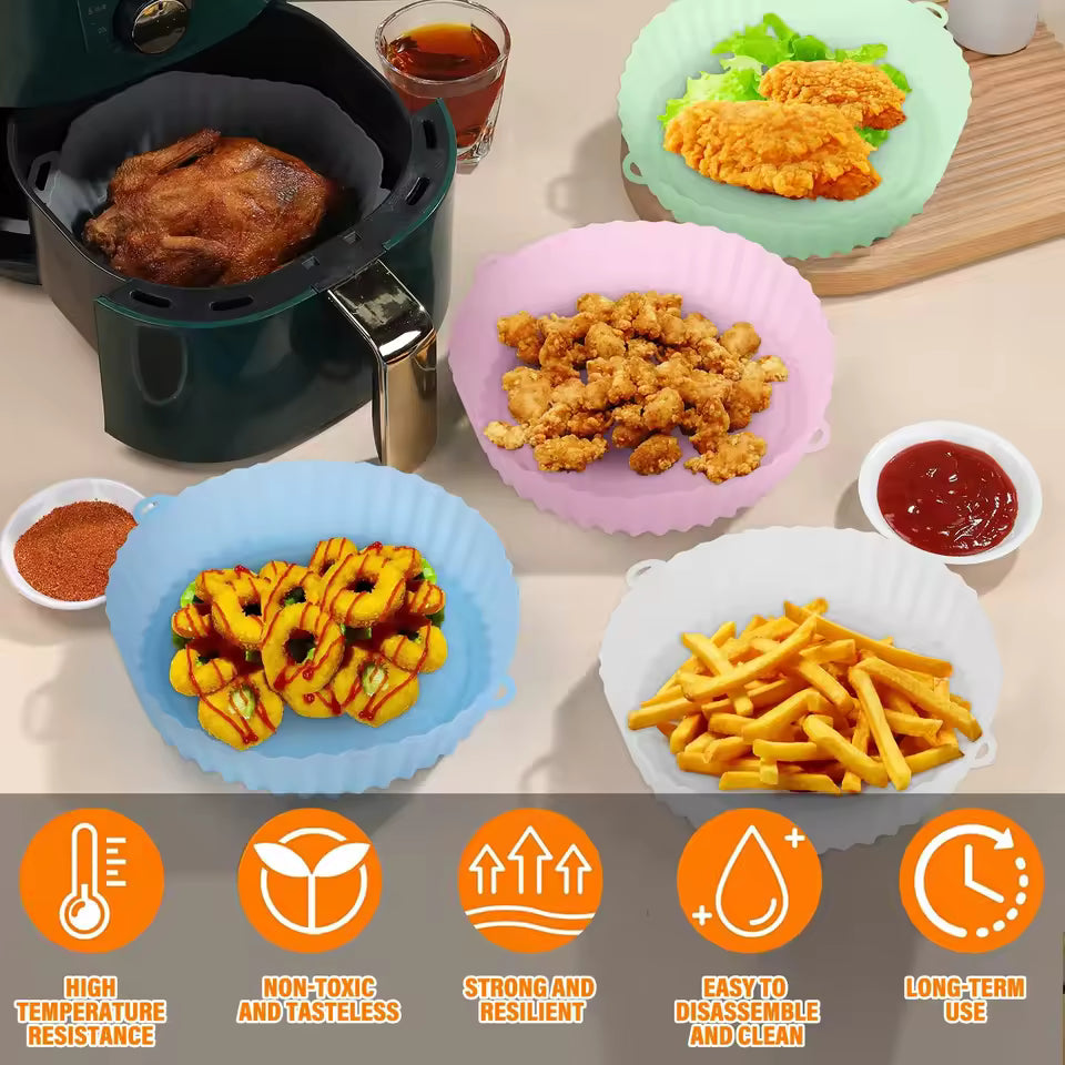 Silicone Basket Pot Tray Airfryer Liner For Air Fryer Reusable Container Accessories Pan Baking Mold Canister Shape Protector