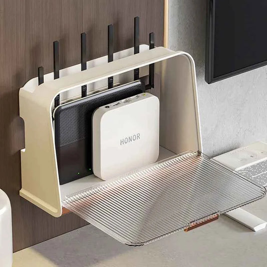 Hanging Wireless Wifi Router Shelf Storage Box Wall ABS Plastic Organizer Box Cable Power Bracket Organizer Box Home Decor Stuff