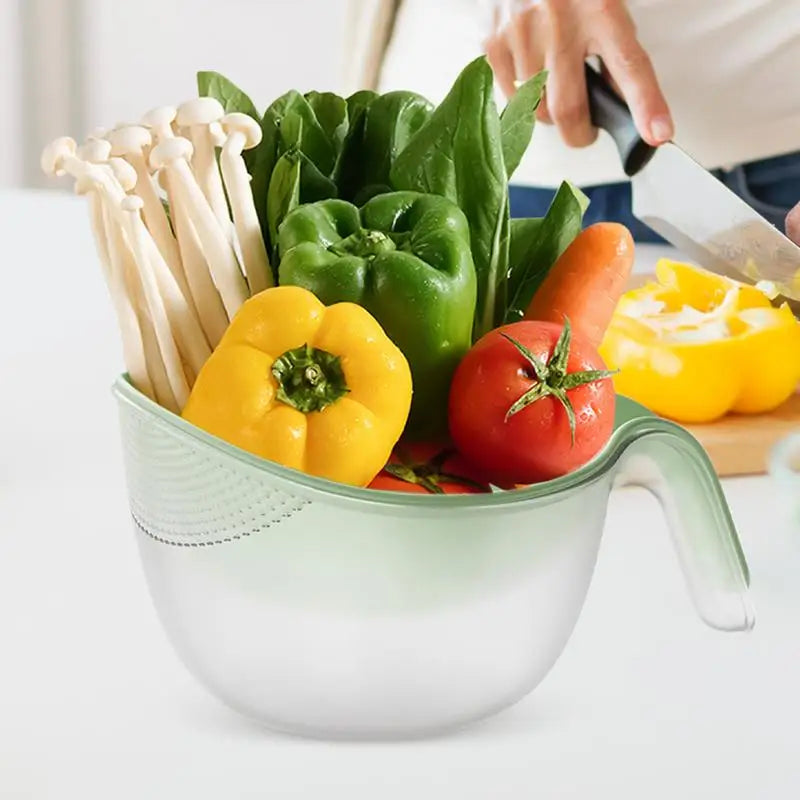 Fruit Washing Basket Double Layer Fruit Draining Basket Fruit Rinser Rice Strainer For Food Vegetables Cleaning Washing