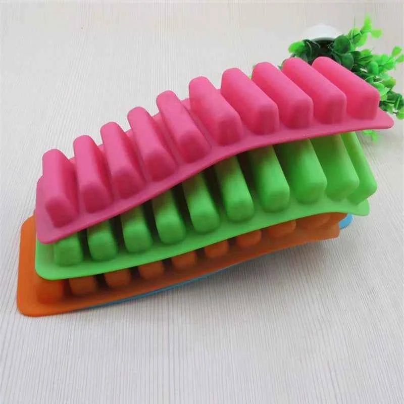 Creative Silicone Ice Cube Tray Mold Finger 10 Grid Chocolate Mold Tray For Water Bottle Ice Cream Pudding Maker Mold Bar Kitche