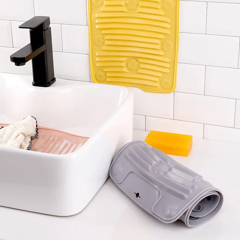 Silicone Washboard Foldable Anti-Slip Washboard Lazy Hands Free Socks Multifunctional Mini Washing Basin Clothes Cleaning Mops
