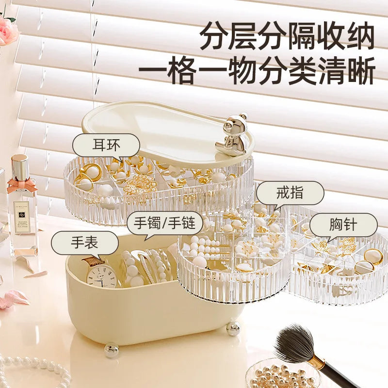 Desktop storage box Light luxury home and daily necessities Jewelry sundries Dust-proof Rotating cosmetics storage