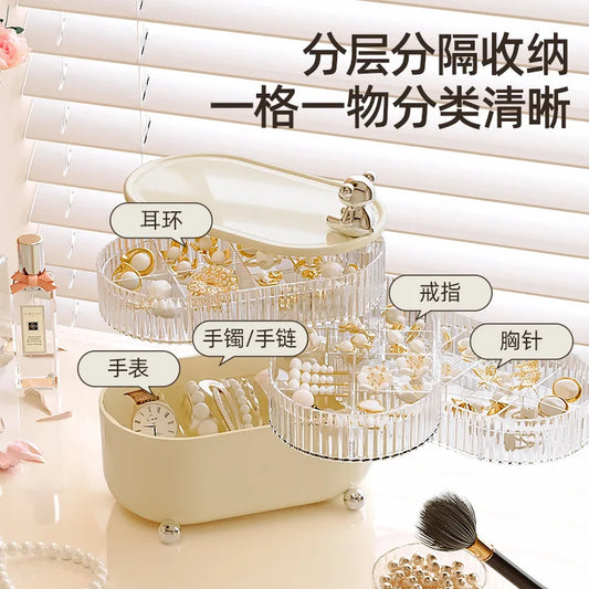 Desktop storage box Light luxury home and daily necessities Jewelry sundries Dust-proof Rotating cosmetics storage