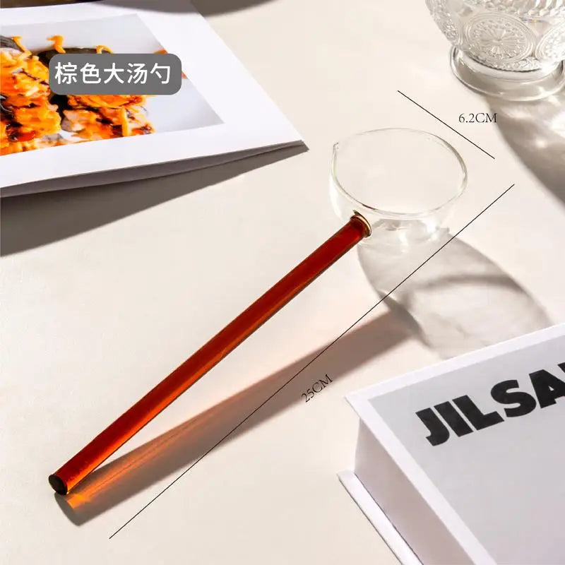 Transparent Glass Snoop Ice Cream Dessert Scoop Tea Stirring Cocktail Teaspoon Handmade Sharp Mouth Soup Spoon
