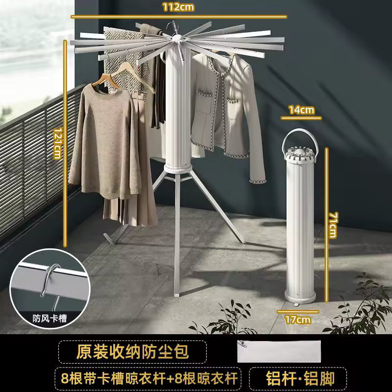 Retractable drying rack, floor pole, folding balcony drying quilt drying artifact, indoor household