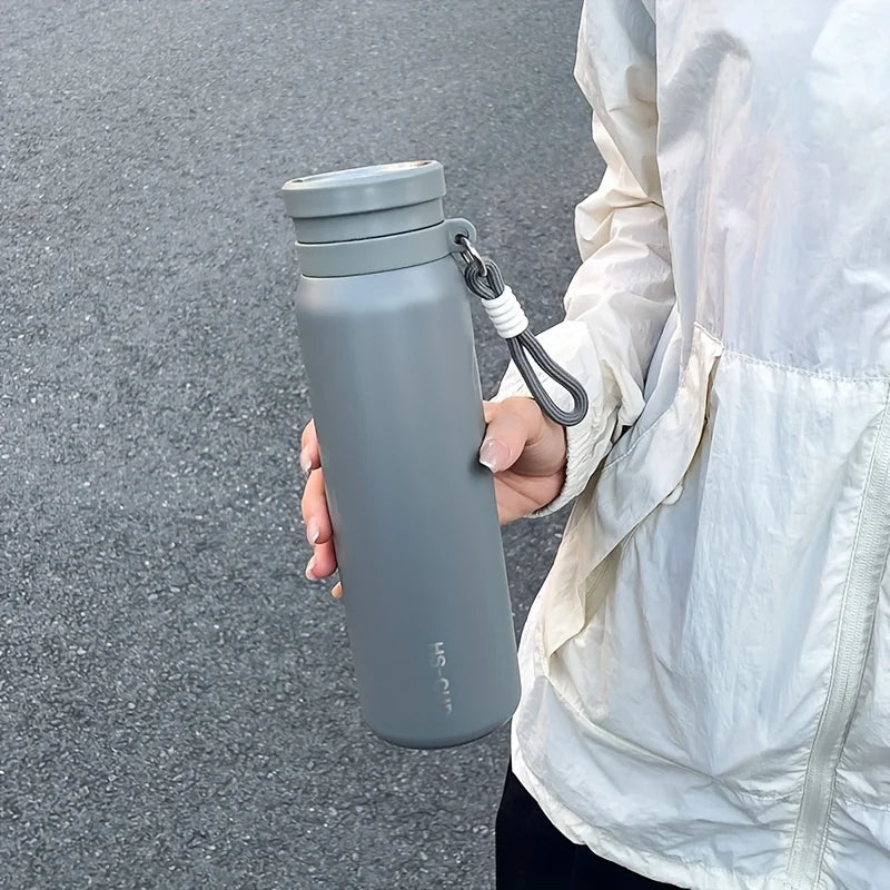 1PC 800ml Insulated Water Bottle with Tea Strainer, Double Wall Vacuum Thermos Flask with Handle for Outdoor Activities
