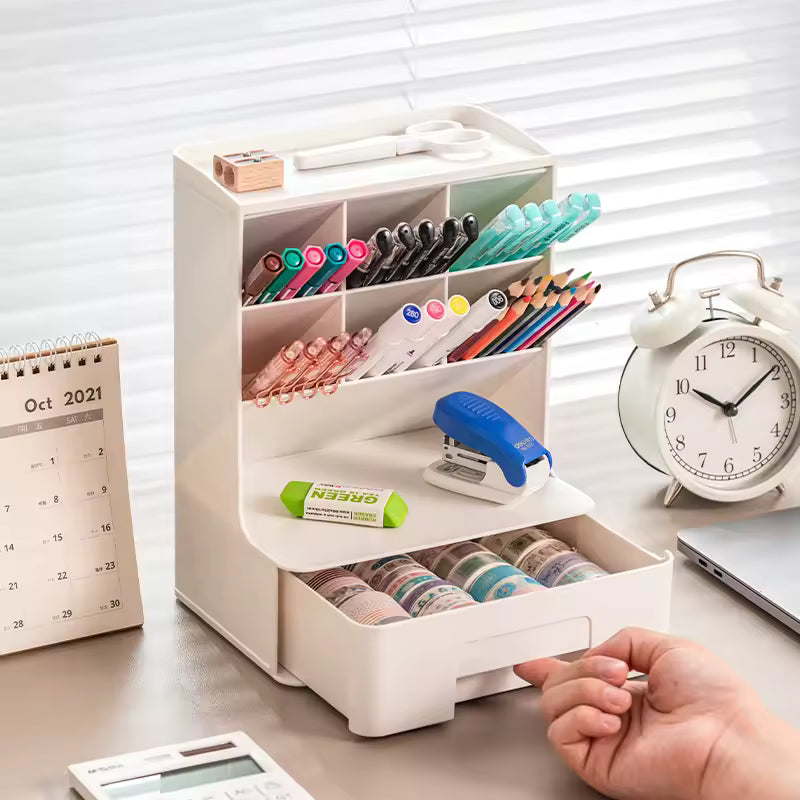 Desk Organizer Oblique Pen Holder Storage Box Office Desktop Light Luxury Plastic Multi-Function Pen Holder Student Stationery