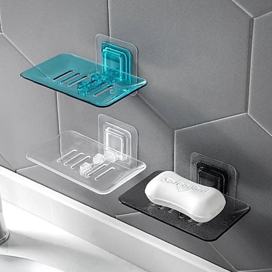 Soap Rack No Drilling Wall Mounted Double Layer Soap Holder Soap Sponge Dish Bathroom Accessories Soap Dishes Self Adhesive