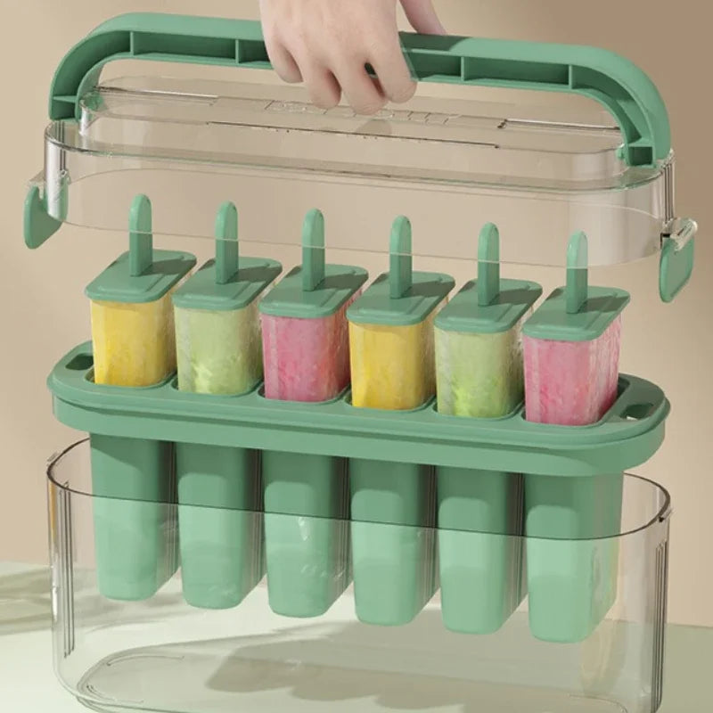 Handheld Popsicle Mold - Reusable Ice Cream Mold for Homemade Popsicles - Tray with Stick Handle for Fun DIY Summer Kitchen Tools