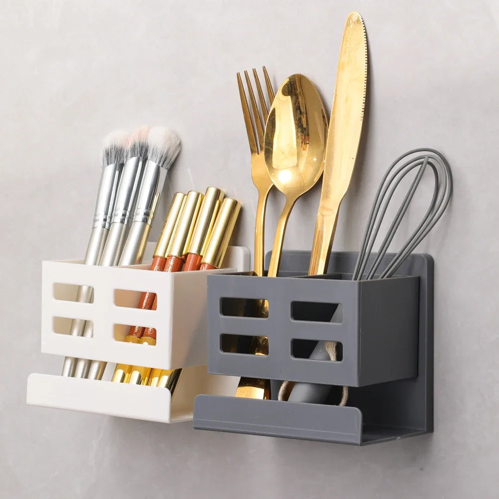 Bathroom Shelf Hole-free Multifunctional Washbasin Storage Tube Toothbrush Razor Storage Rack Wall-mounted Bathroom Supplies