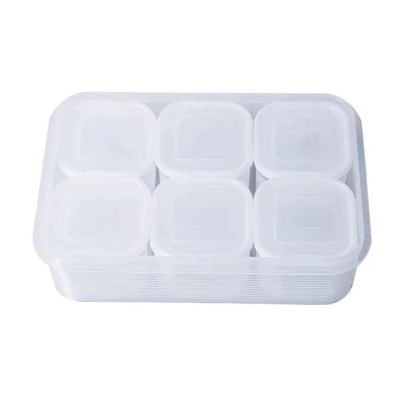 Food Storage Container 6 Grids Vegetable Fruit Fresh-keeping Box with Lid for Refrigerator Kitchen Spice Seasoning Storage Jar