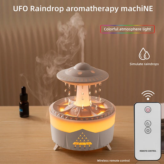 Creative UFO Aroma Diffuser Sprayer Air Humidifier with Water Mist Ring Works with Essential Oil Releases Fine Water Mists