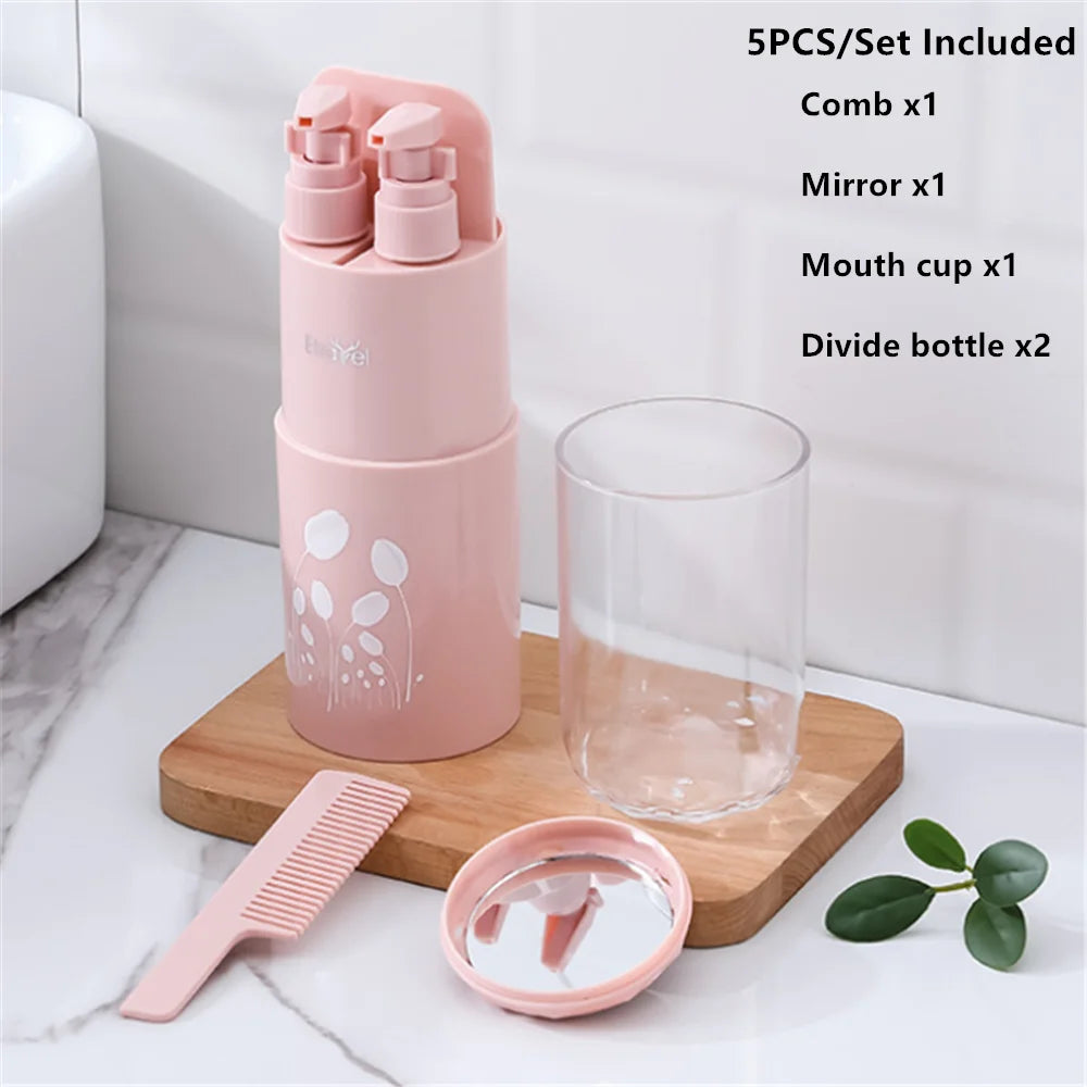 Travel Wash Set Toothpaste Shampoo Storage Bottle Outdoor Portable Toiletries Organizer Box Mouthwash Cup Bathroom Accessories