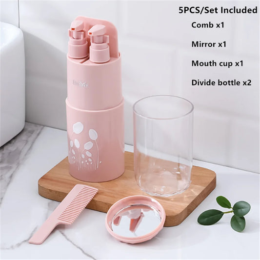 Travel Wash Set Toothpaste Shampoo Storage Bottle Outdoor Portable Toiletries Organizer Box Mouthwash Cup Bathroom Accessories