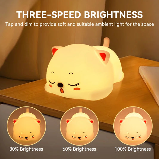 Snoring Cat Night Light,Touch-control Dimming,Charging & Timing ,Ideal for Home Decor,Perfect Gift Choice