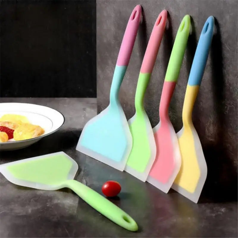 1Pcs Random Color Silicone Kitchen Ware Cooking Utensils Spatula Beef Meat Egg Kitchen Scraper Wide Pizza Cooking Tools Shovel