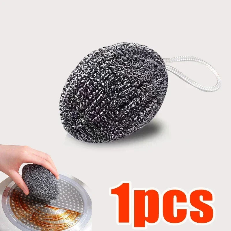 Stainless Steel Wire Balls Metal Dishwashing Cleaning Ball Scrubbers Kitchen Scrubbing Sponges Cleaner Tools Cleaning Supplies
