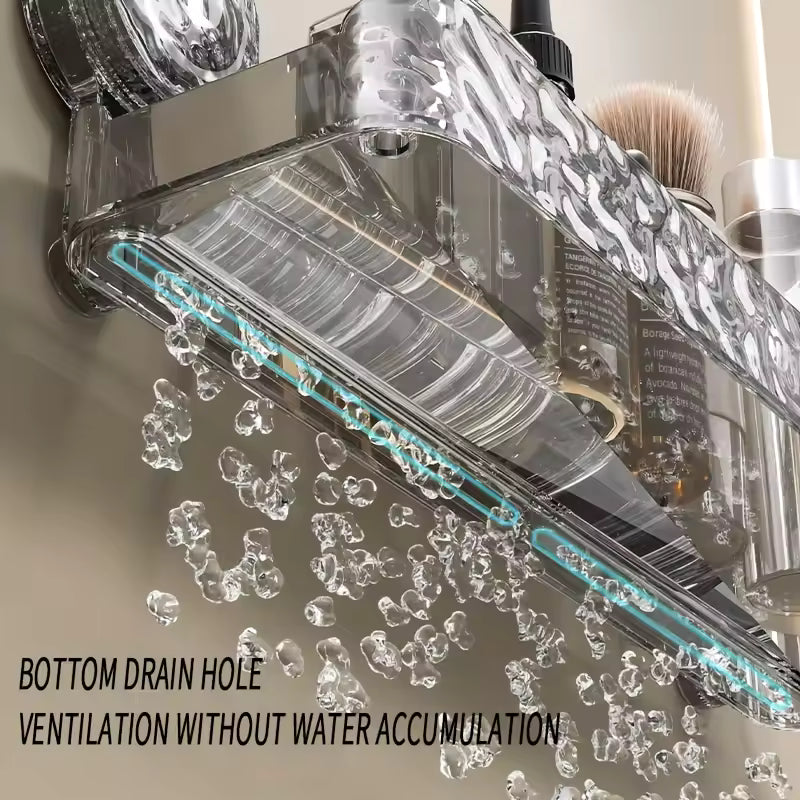 Light Luxury Glacier Pattern Shower Suction Cup Shelf Suction Cup Storage Rack Punch Free Sorting Box Organizer Bathroom Tool