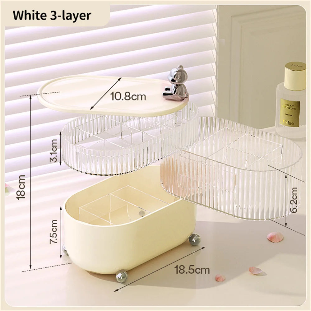 Desktop storage box Light luxury home and daily necessities Jewelry sundries Dust-proof Rotating cosmetics storage