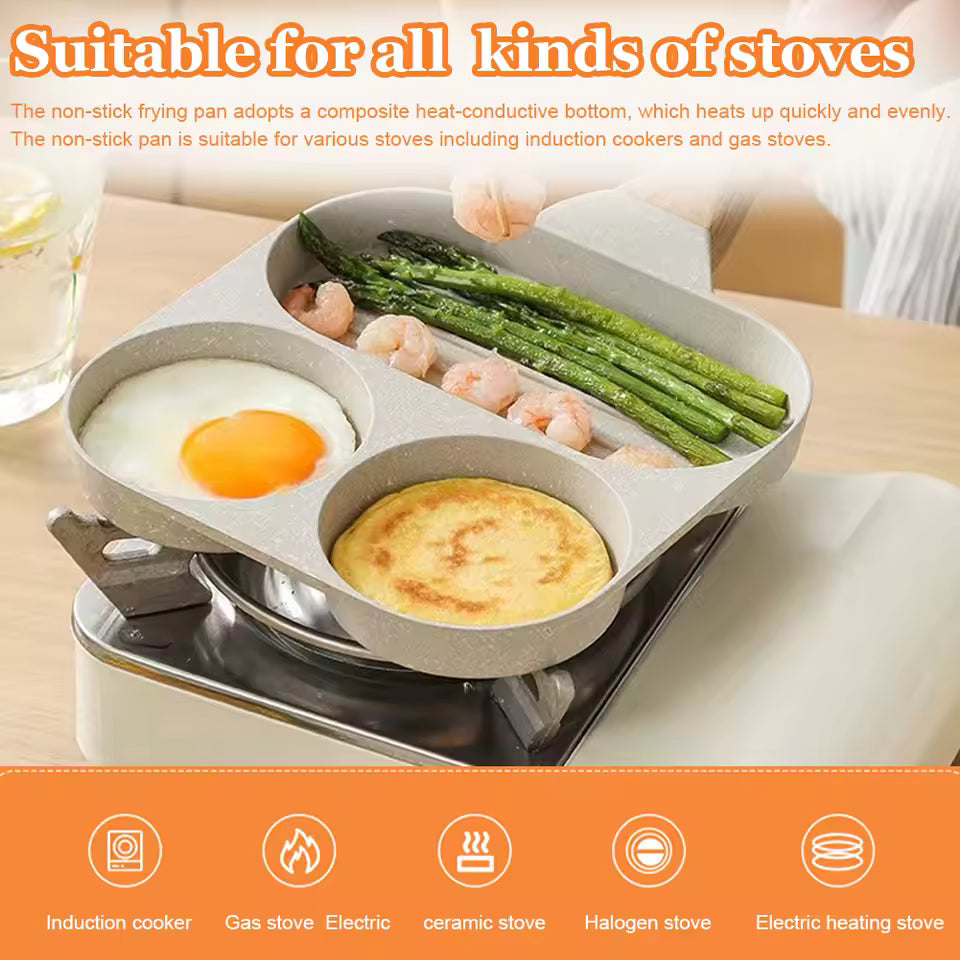 Medical Stone Pancake Pan Nonstick Granite Omelette Skillet Divided Grill Pan for Gas Stove and Induction Cookware