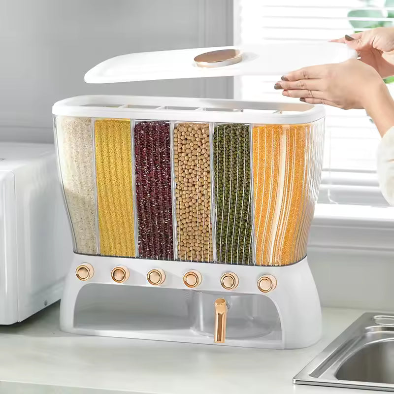 Food Storage Containers Divided Rice Bucket Household Sealed Storage Box Rice Storage Container Kitchen Items Rice Dispenser