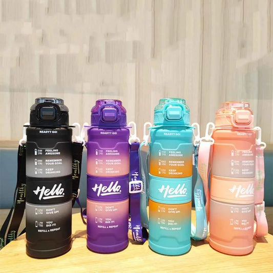 Handheld Sports Kettle with Straw Large Capacity Portable Water Cup with Straw 1000ml Dustproof Fitness Water Bottle Camping