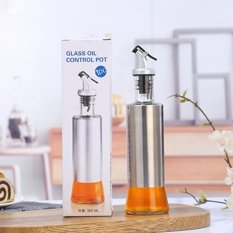 Stainless Steel Oil Bottle No-drip Bottles Soy Cruet Sauce Vinegar Condiment Dispenser Sturdy Seasoning Jars Kitchen Accessories