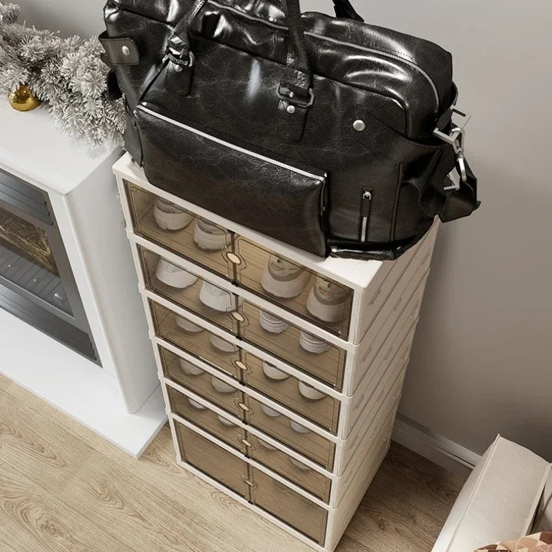 Home dust-proof shoe cabinet, no installation required, foldable transparent folding shoe box, large capacity shoe storage box