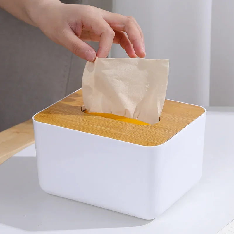 Plastic Tissue Box Desktop Home Use Multi-Functional Living Room Coffee Table Bathroom Pull out Paper Towel Box with Lid