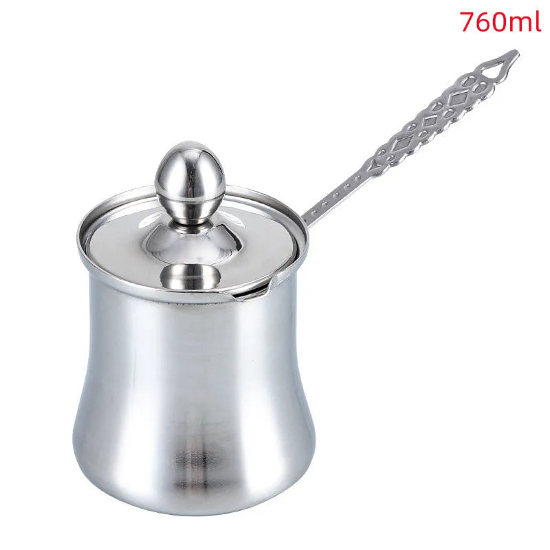 280ml/560ml/760ml Turkish Coffee Pot Butter Melting Pot Stainless Steel Long Handle Coffee Milk Frothing Pitcher Kitchen Tools
