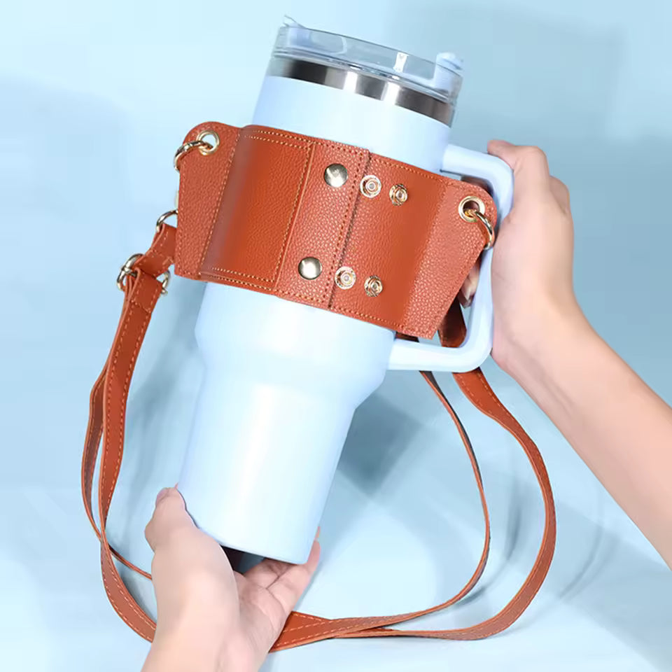 Water Bottle Holder With Strap for 40oz,Water Bottle Pouch Series Tumbler,PU Water Bottle Bag with Adjustable Strap