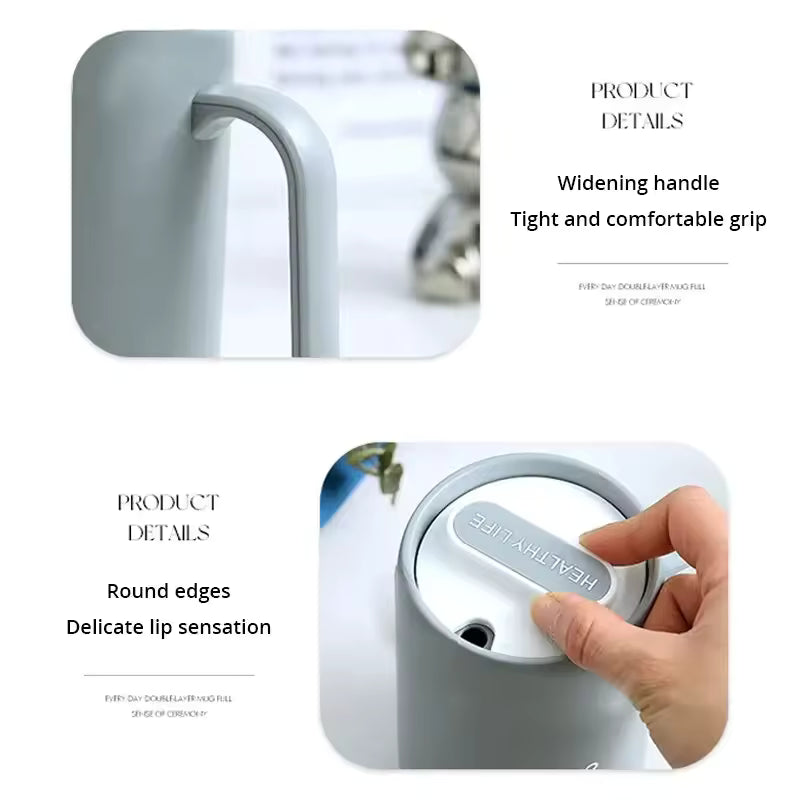500ml Grey Creative PP Liner Portable Office Large Capacity Covered Milk Coffee Cup Gift For Travel Domestic Coffee Tool