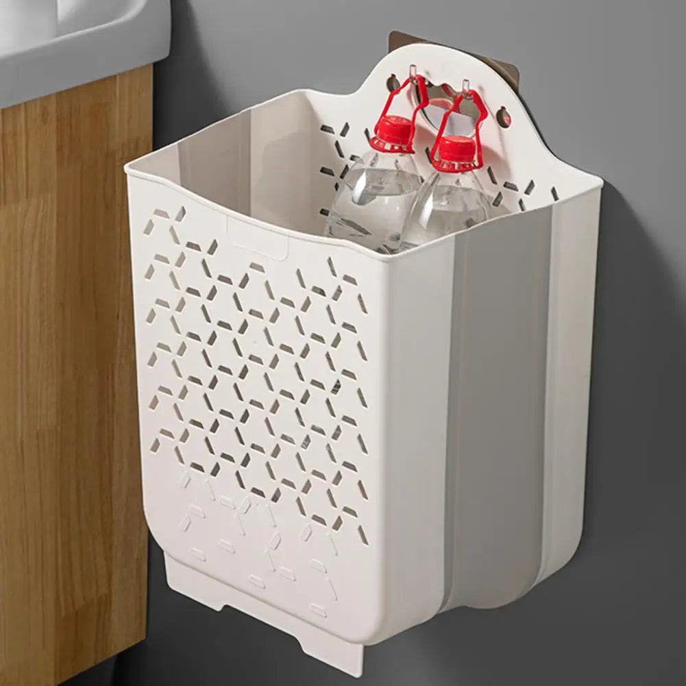 Laundry Basket Hanging Ring Hamper Punch Free Wall Hanging Washing Clothes Organizer Bathroom Laundry Holder Laundry Storage Box