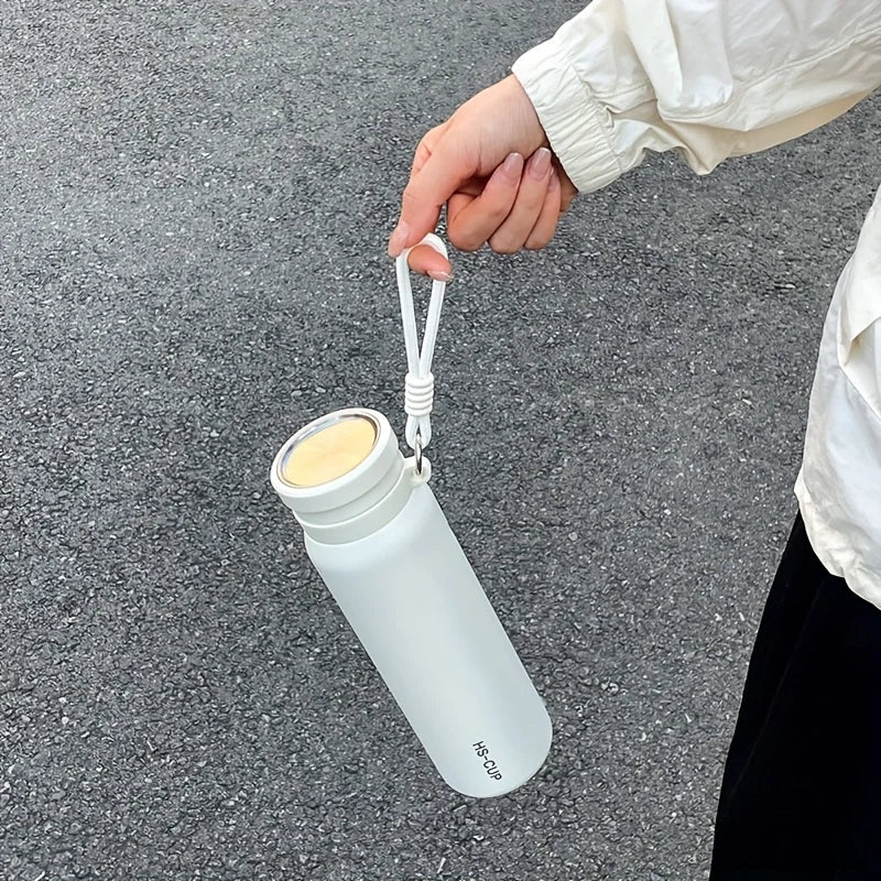 1PC 800ml Insulated Water Bottle with Tea Strainer, Double Wall Vacuum Thermos Flask with Handle for Outdoor Activities